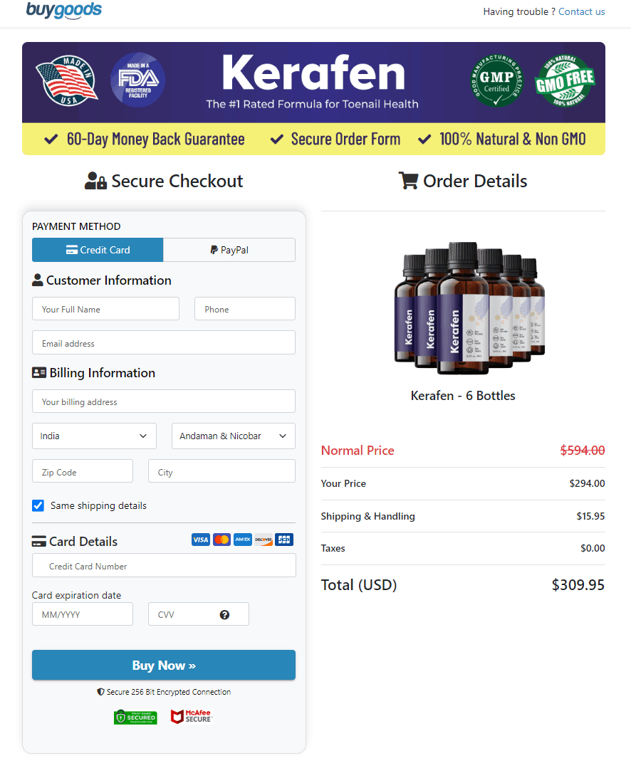 Kerafen Secured Order Page